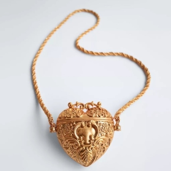 WEDDING Ultra rare Zara limited edition gold heart baroque Purse - Picture 3 of 11